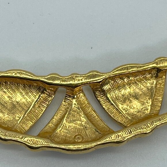 Blue Enamel with Gold Metal Art Deco Link Herringbone Chain Necklace - Picture 7 of 8